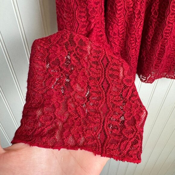 J Jill red lace long sleeve turtleneck stretchy top lined size 3X J19 - Picture 2 of 6